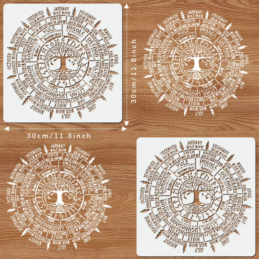 1 قطعة 12 × 12 بوصة عجلة وثنية من استنسل العام – قالب شجرة الحياة نورس ماندالا لتزيين جدران ويكا