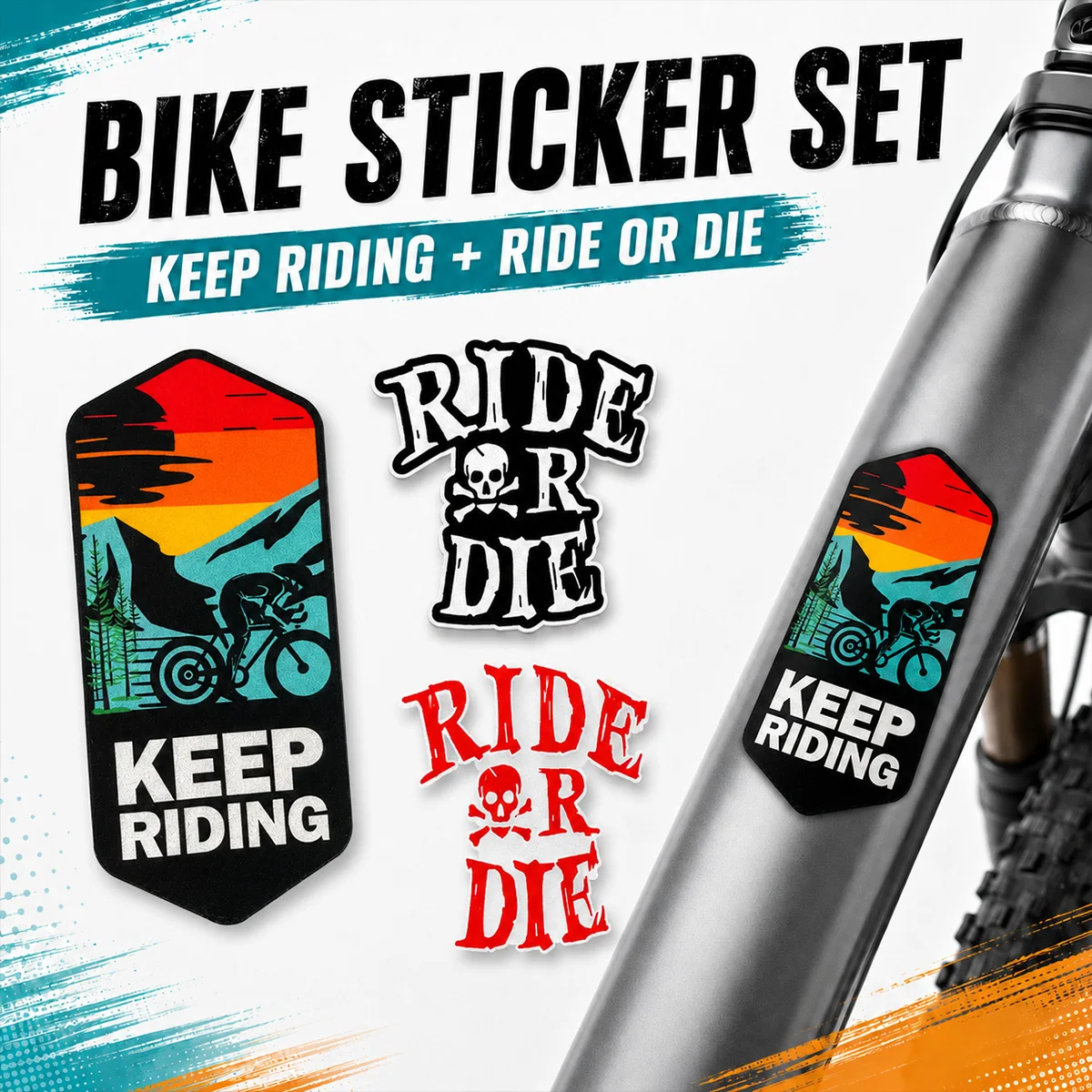 2 SET Ride or Die Skull Bicycle Frame Sticker Waterproof DIY Bike Top Tube Down Tube Handlebars Cycling Decor Accessories Decal