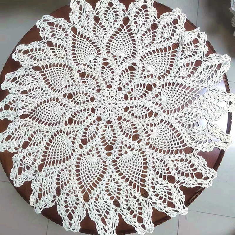 HOT Round handmade flowers crochet table cover cloth kitchen tea tablecloth Christmas wedding Table decoration and accessories