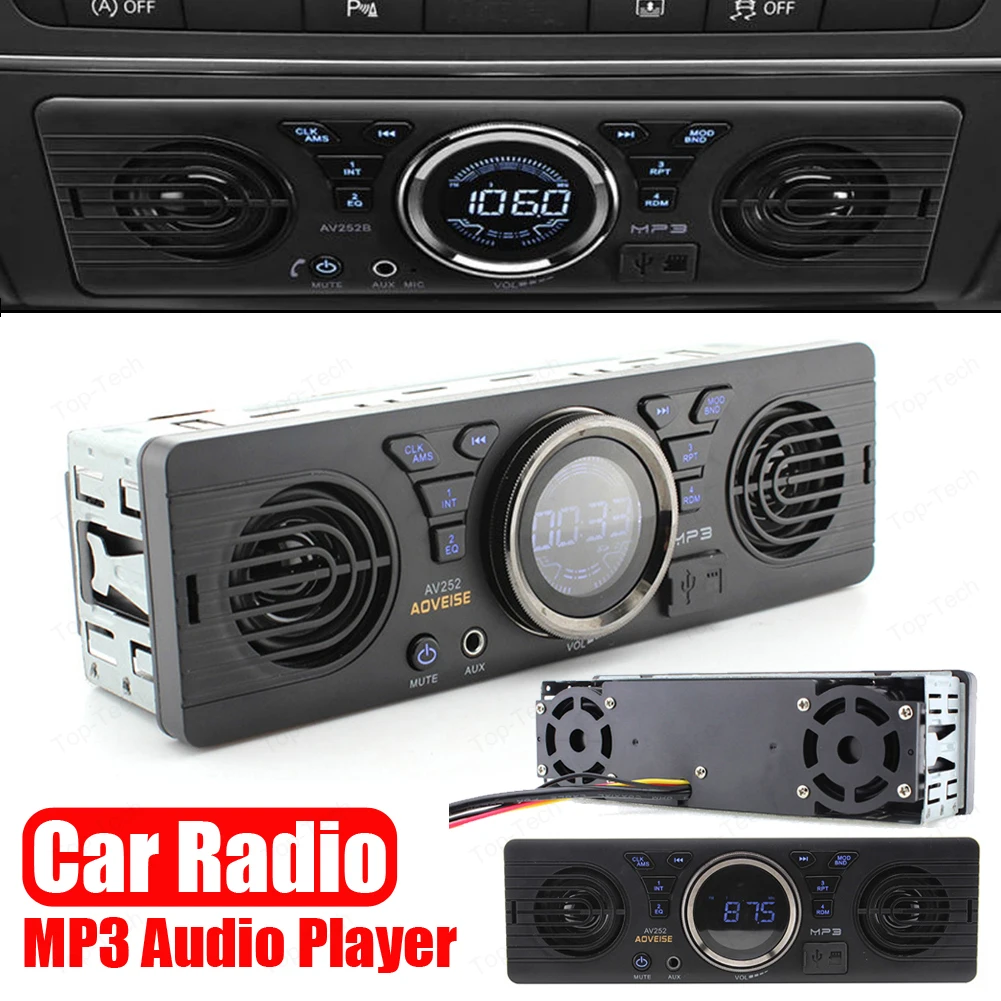 Reproductor de Audio y Radio MP3 para coche, accesorio compatible con Bluetooth, TF, MINI USB, AUX, interfaz MP3