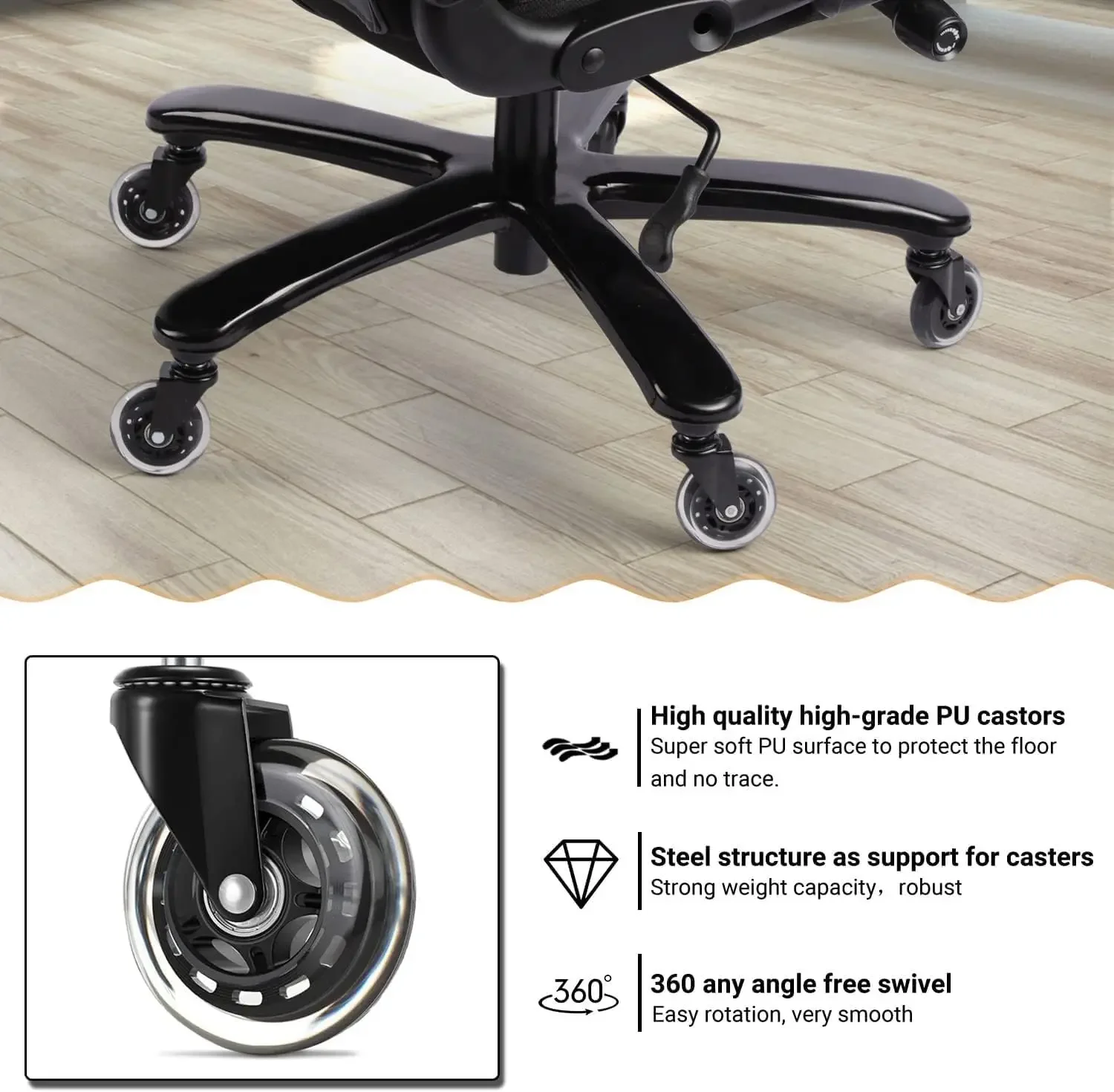 Cadeira de escritório grande e alta com assento largo da mola, cadeira do escritório executivo para pessoas pesadas, Home Desk Chair, Heavy Duty, 400lbs