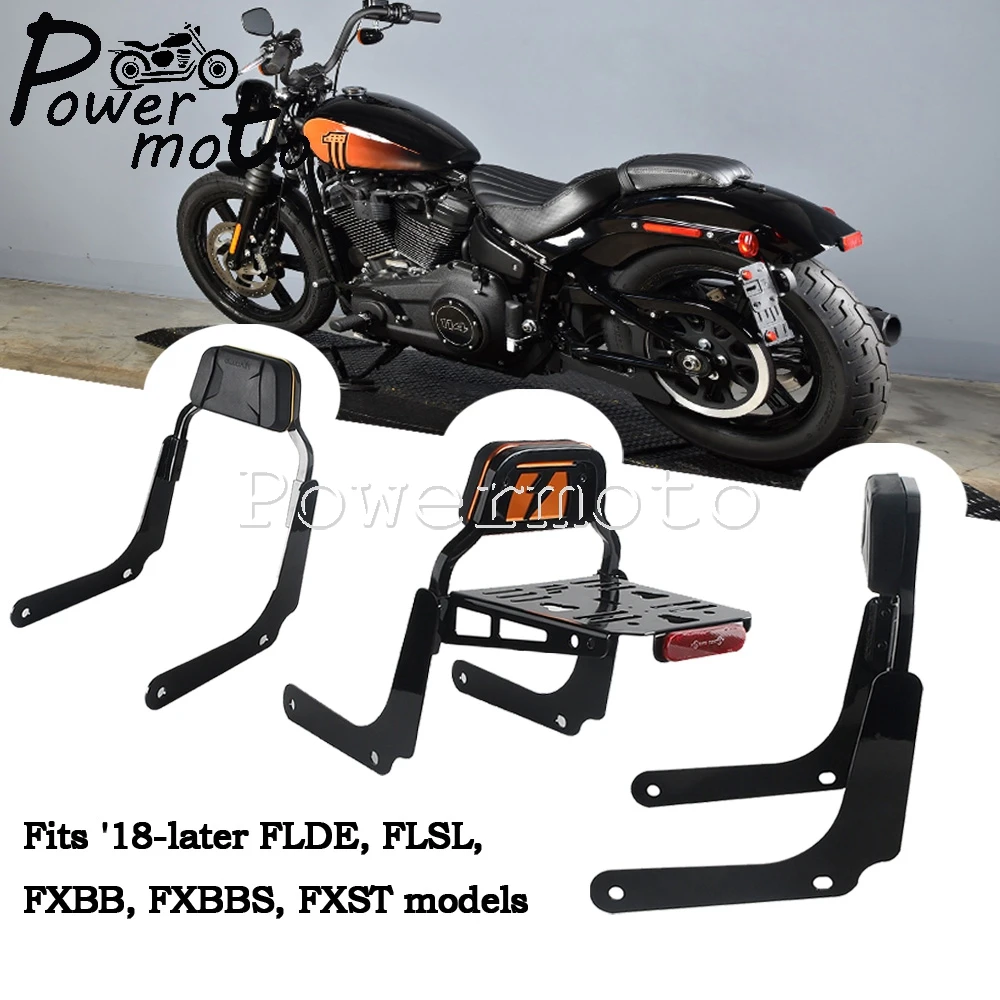 

For Harley Softail Heritage FLDE FLSL FXST FXBBS FXBB 18-25 Motorcycle Club Style Sissy Bar Low Profile Passenger Backrest Kit