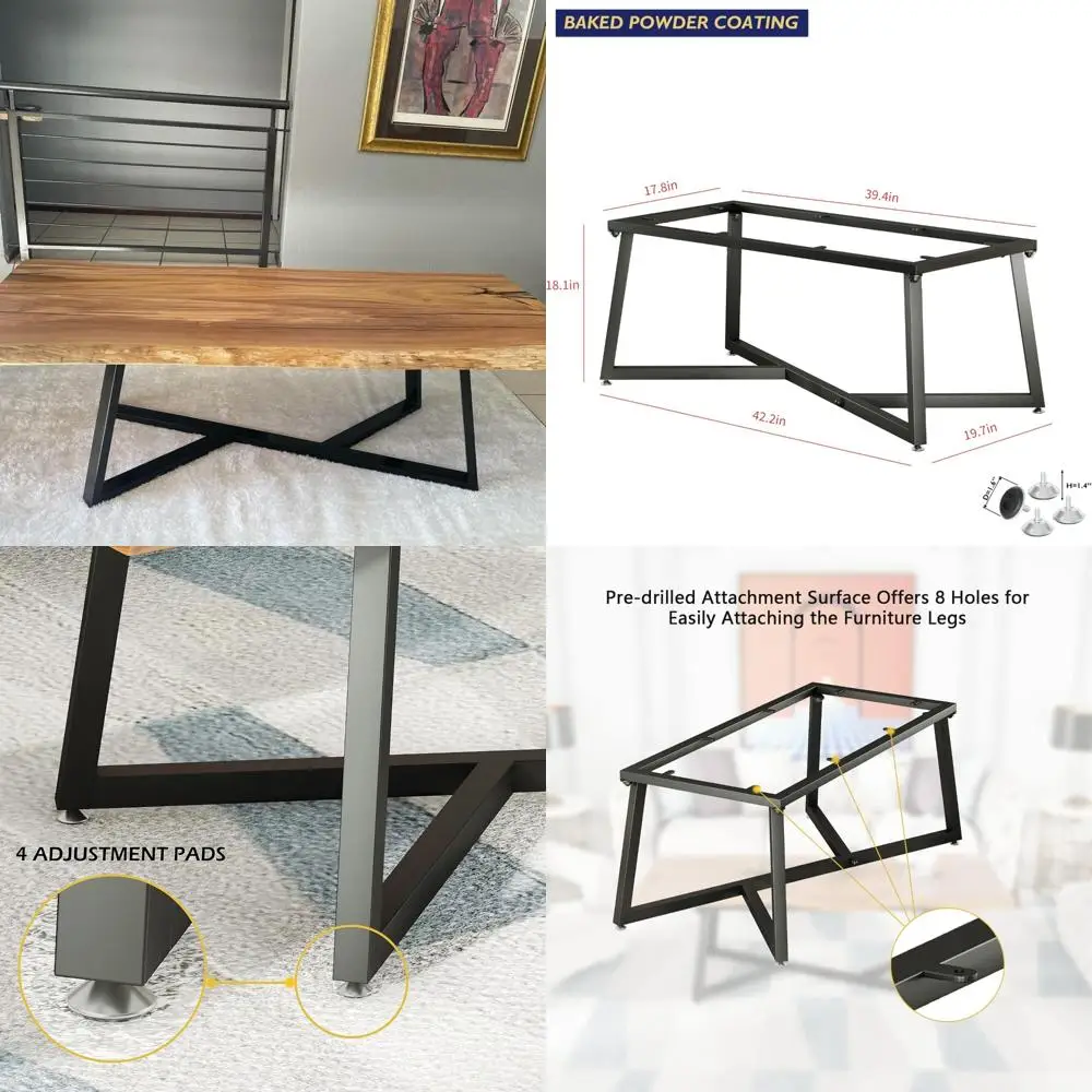 

Heavy-Duty Metal Coffee Table Legs 18 Inches, DIY Desk Base for Modern Office Desks and Nightstands