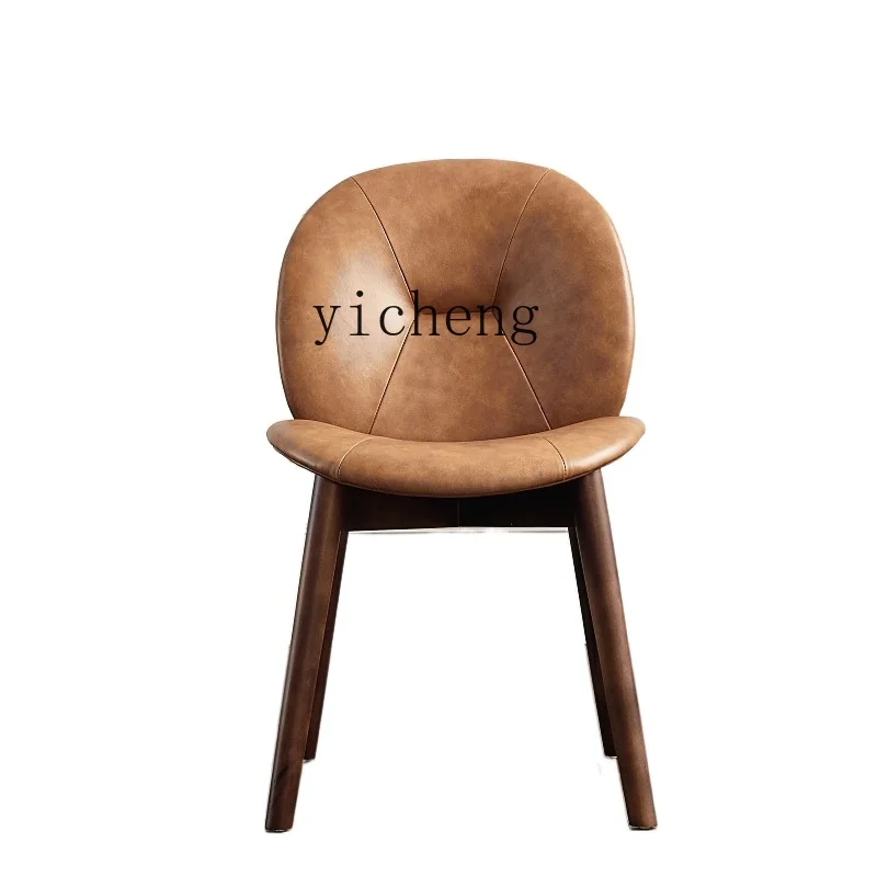 YY Solid Wood Chair Oak Simulation Leather Dining Chair Backrest Industrial Style Expression Furniture