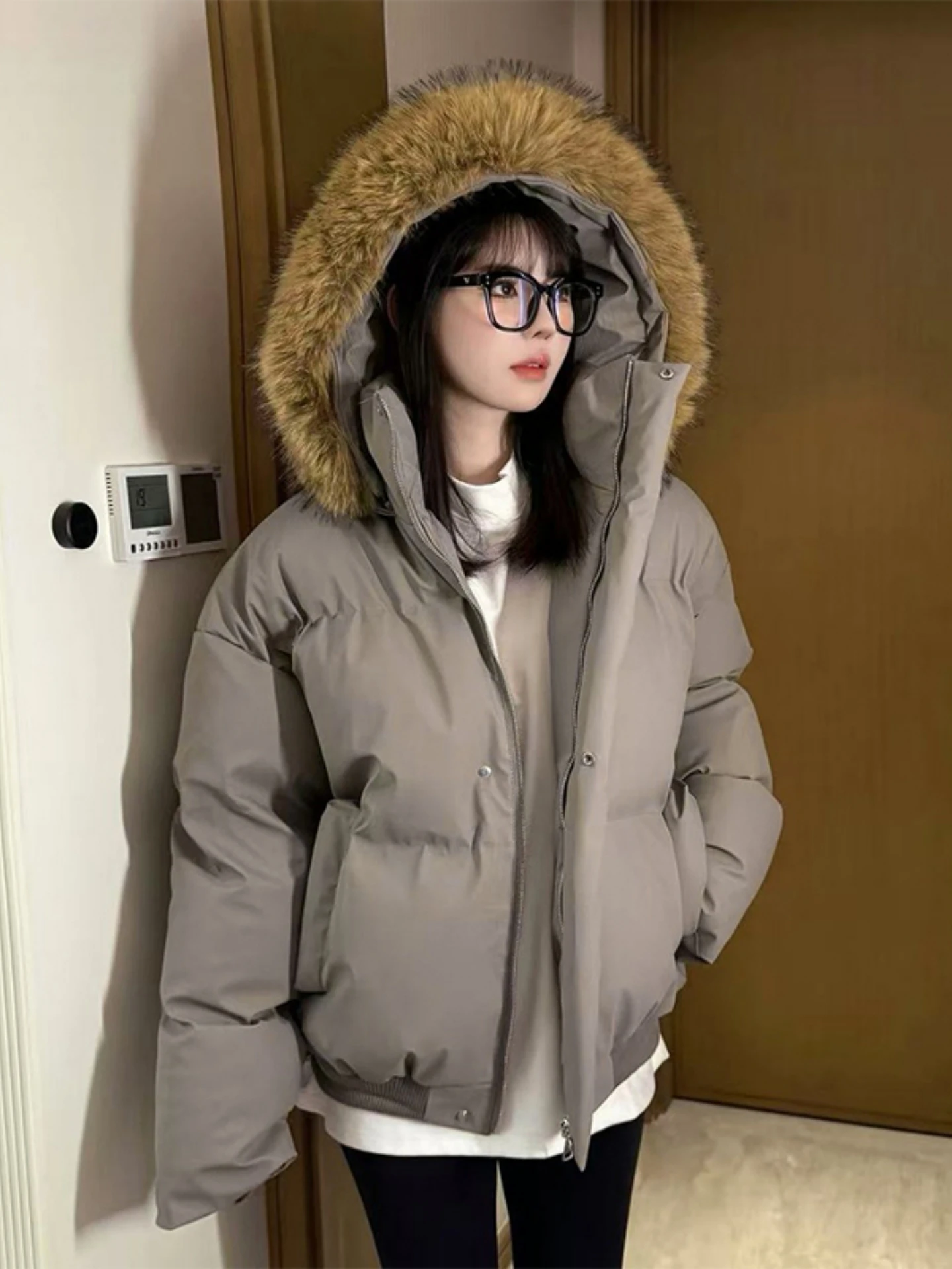 

Зимняя утепленная куртка из ПУ с капюшоном, мужская, со съемным капюшоном, очень теплая, молодежная, повседневная, свободного кроя, короткий рукав