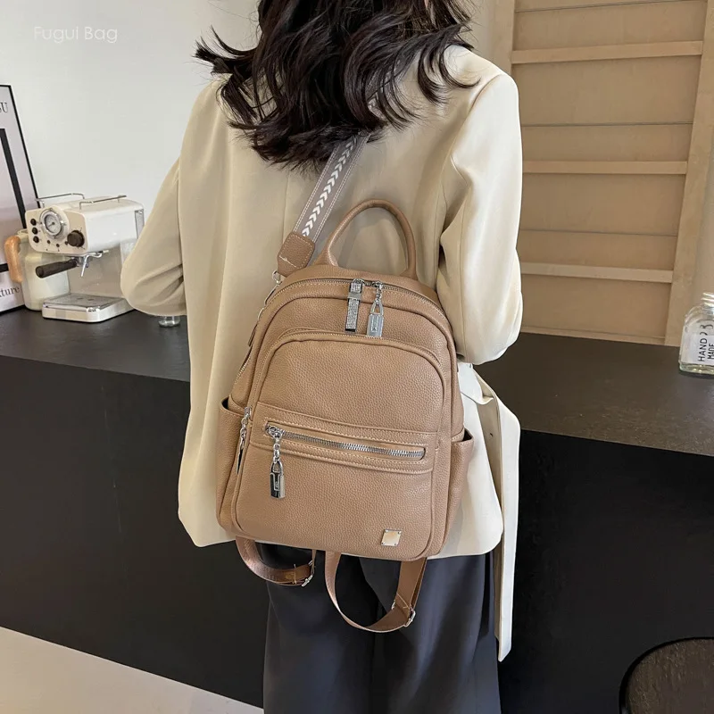 Vrije Tijd En Modieuze Dames Handtas Dubbele Rugzak Veelzijdige Eenvoudige High-End Prachtige En Multifunctionele Crossbody Tas