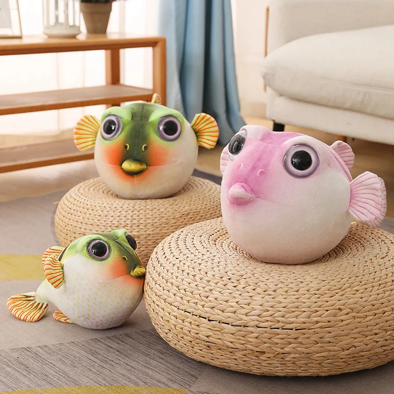 26/33/43CM Real Life Puffer Fish Plush Toys Stuffed Soft Simulation Dolls Kawaii Puffers Pillow Girls Birthday Christmas Gift