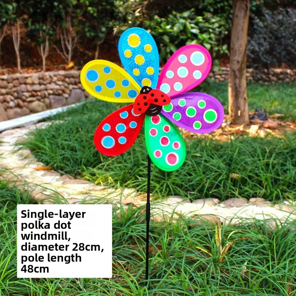 

Multistyles Sparkly Insect Windmill Single/Double Layered Cartoon Rotating Wind Spinner Traditional Colorful