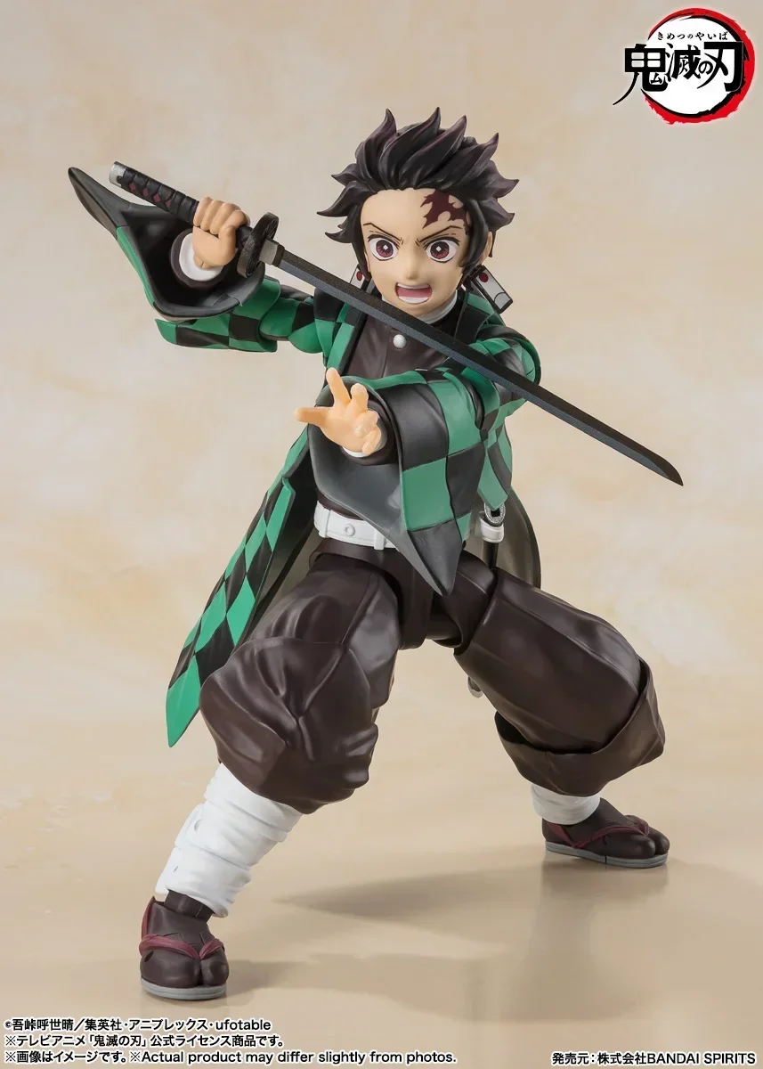 Originale Bandai Demon Slayer S.H. Figuards Kamado Tanjirou Anime Action Figure in scatola giocattoli modello da collezione