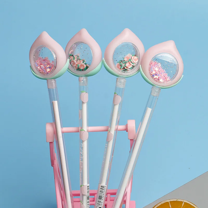 

2 шт./компл. Kawaii корейские модные гелевые ручки для детей и девочек, розовый, белый цвет, персиковые канцелярские принадлежности, гелевая ручка 0,5 мм, черные чернила, ручка для письма