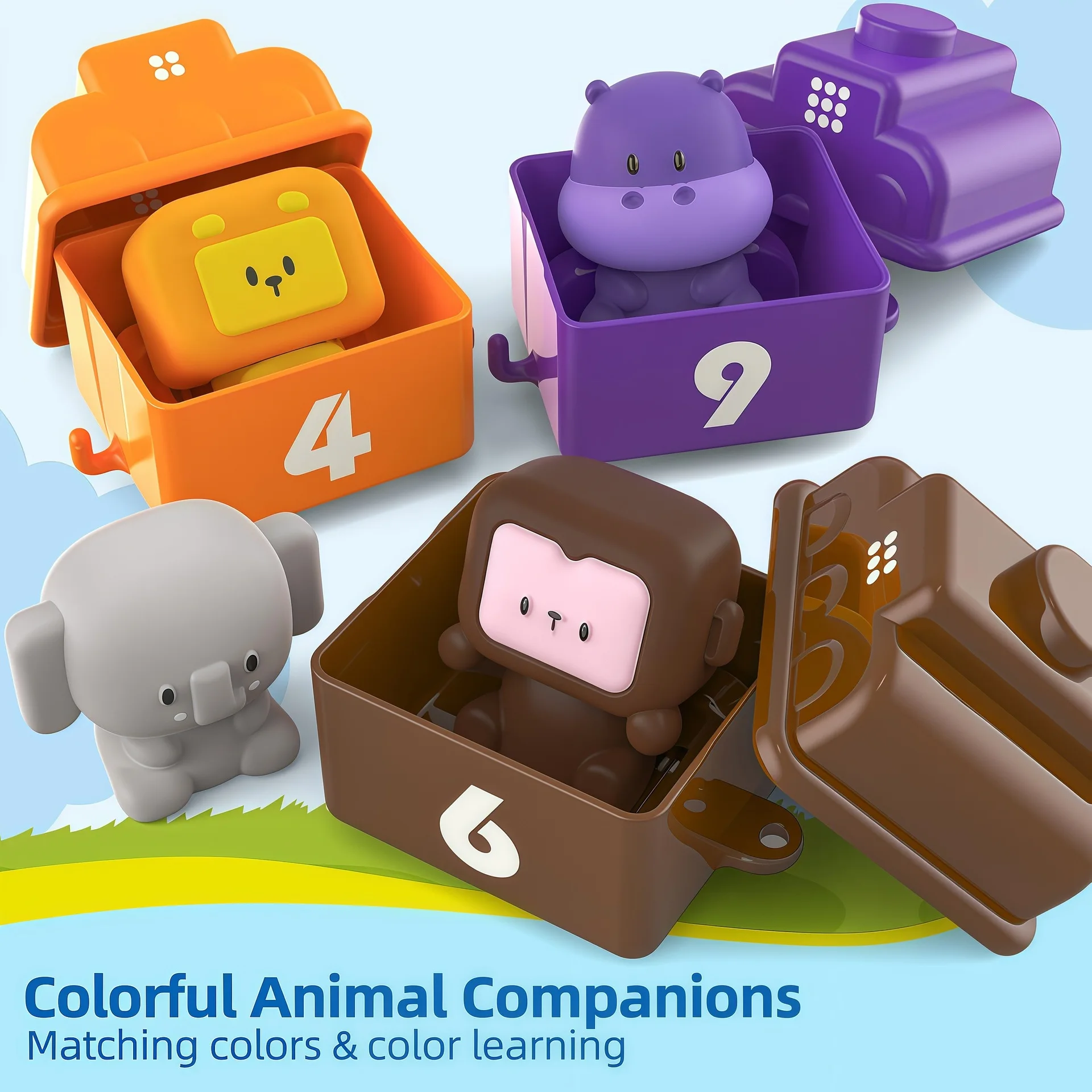 Set Treno Conta Animali per Bambini, Gioco Interattivo di Ordinamento con Personaggi Contadino e Animali Carini, Giocattolo Educativo Montessori per Bambini