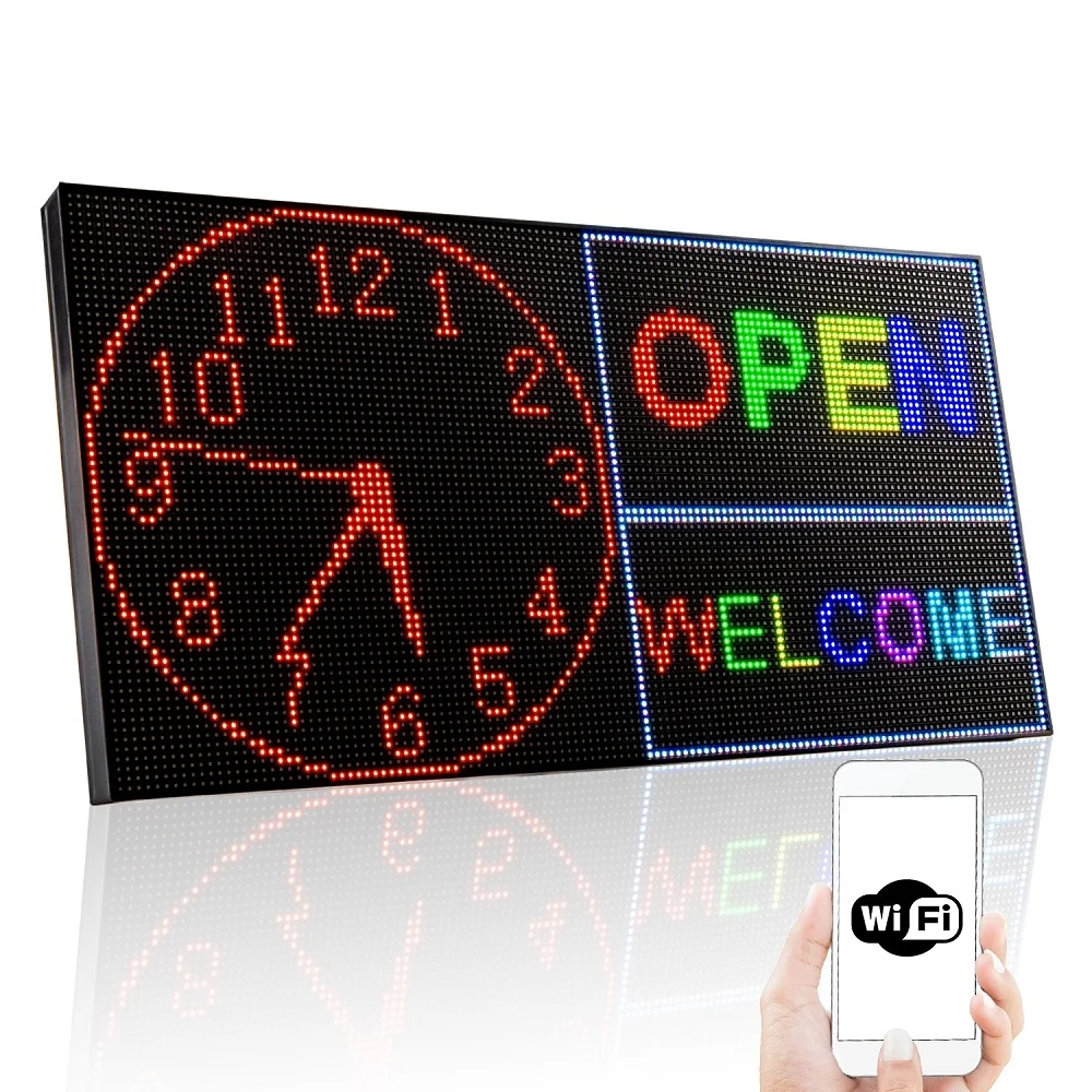 WiFi Program Welcome to the Board 12.6x6.3inch App Editing Content Multi-Language Display Text Billboard Open Store Sign