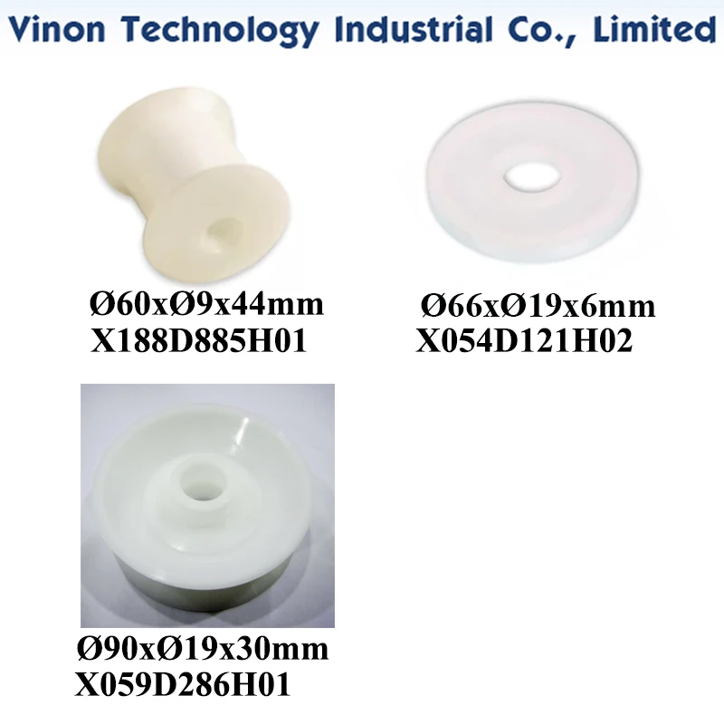 

Mitsubisi X188D885H01 Idler Roller Ø60xØ9x44mm, X054D121H02 Wire Pulley Ø66xØ19x6mm, X059D286H01 DK91700 EDM Pulley Ø90xØ19x30mm