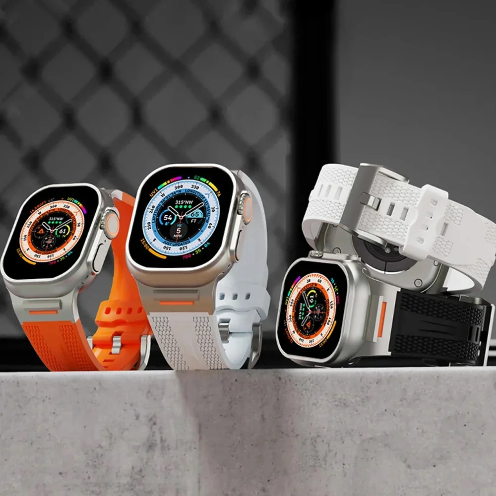 

Sports silicone strap suitable for Apple Watch strap 40 41 42 45 49 46mm metal connector suitable for iWatch ultra S10 9 8 7SE6