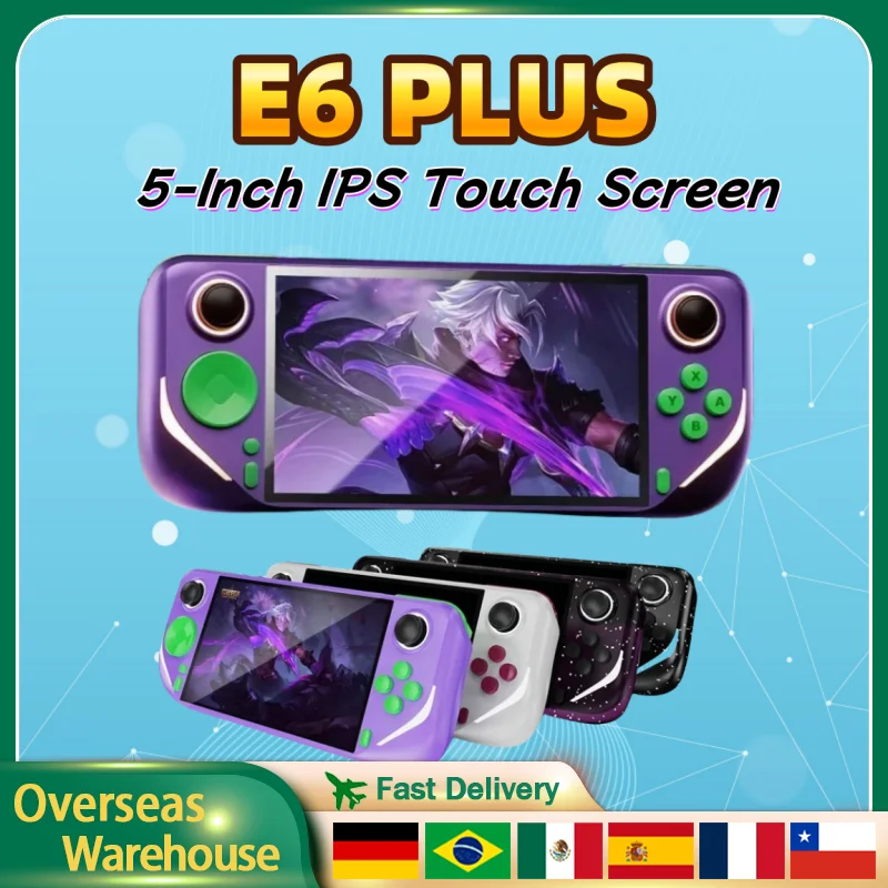 E6 Plus Handheld Game Console RK3566 TV Connect LINUX 5.0 Inch Touch Screen LINUX Android Dual System WiFi Children‘s Gifts