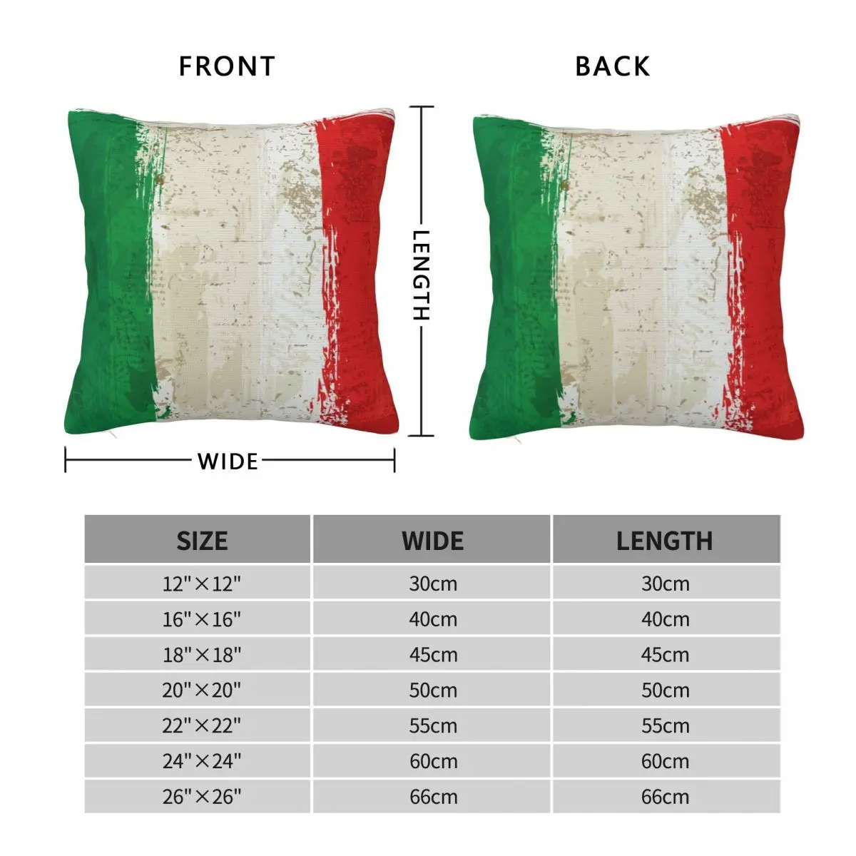 Italian Flag Italy Square Pillowcase Pillow Cover Polyester Cushion Zip Decorative Comfort Throw Pillow for Home Living Room