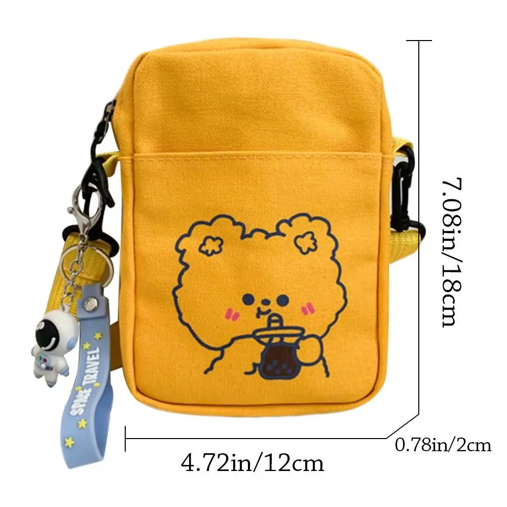 Women Canvas Small Bag Cartoon Bear Crossbody Shoulder Bags Ladies Purse Phone Bag Handbags