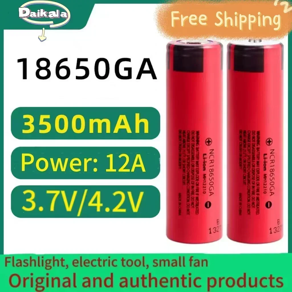 100% new Original NCR 18650GA High Discharge 3.7V 3500mAh 18650 Rechargeable Battery Flashlight Flat-top Lithium Battery