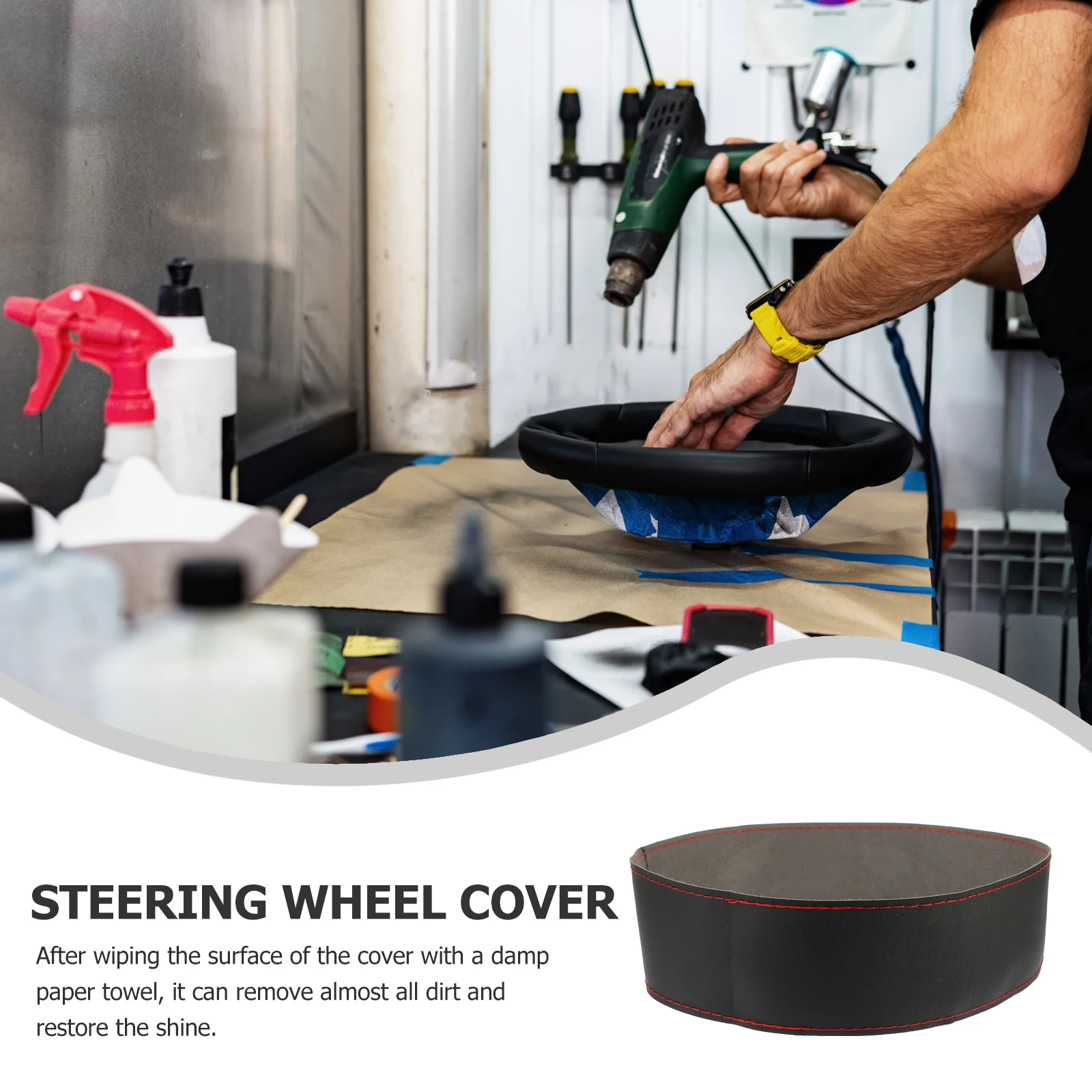 

Universal Steering Wheel Cover 38cm Black Soft Car Accessory Easy Installation All Seasons Use for Women Truck