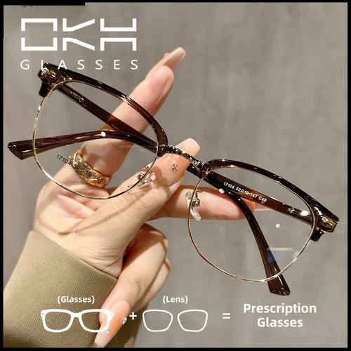 OKH-gafas de medio marco para mujer, montura de gafas que combina con todo, gafas para miopía, lectura graduada