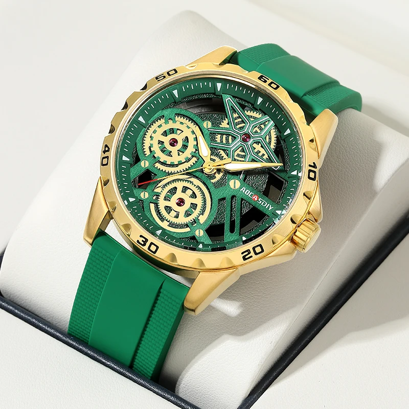 AOCASDIY Fashion Watch for Men cronografo impermeabile Hollow Silicone orologi orologio da uomo con lancette luminose Relogio Masculino