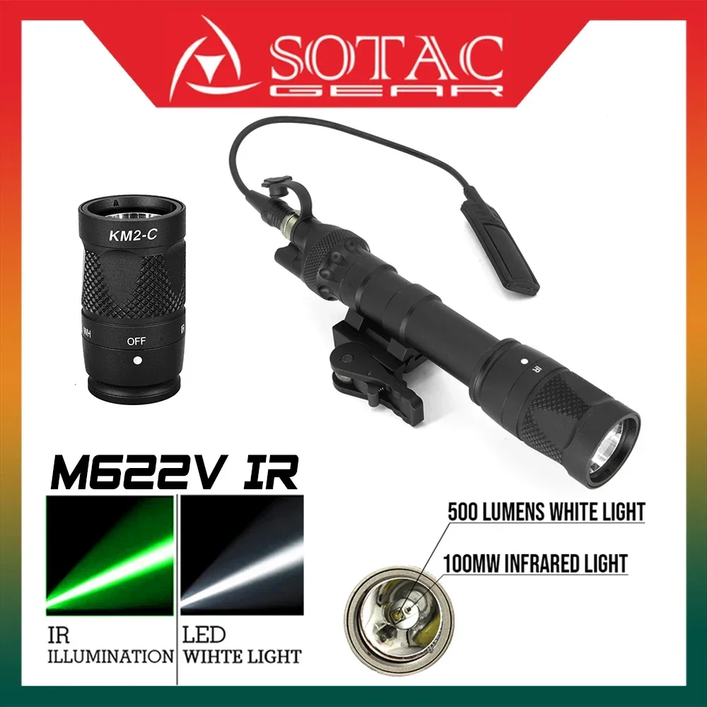 SOTAC M622V IR Illuminator Storbe Flashlight Weapon Light Airosft LED Illumination White Light Wargame Accessories 500 Lumens