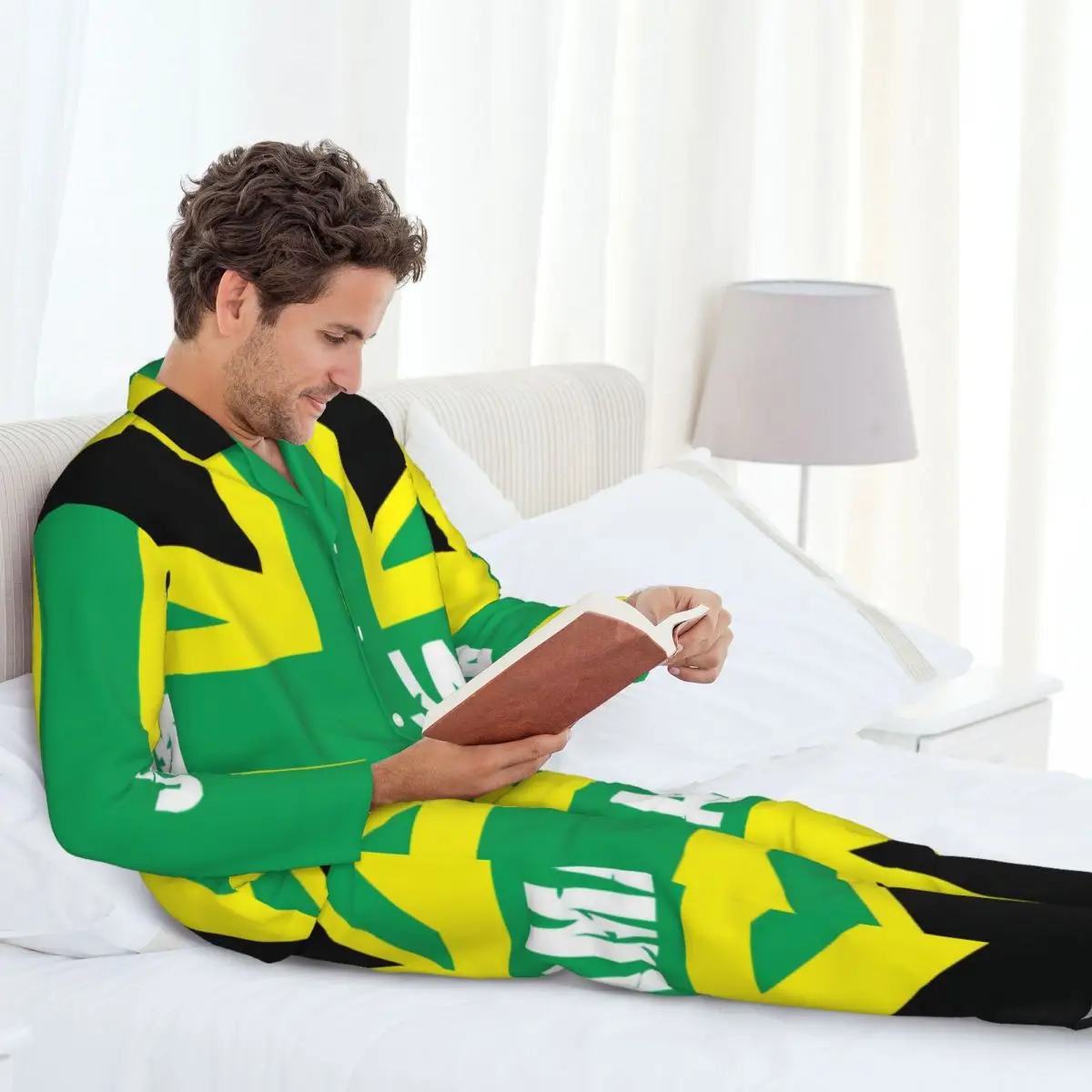 Jamaica Kingdom Pantalones de manga larga Pijamas para hombres Conjuntos de ropa de dormir para el hogar de otoño e invierno