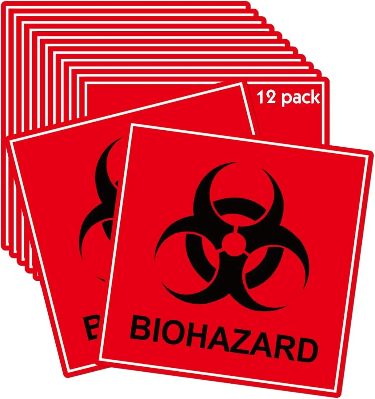12 упаковок наклеек для биологической опасности, предупреждающие этикетки для биологической опасности, 4 дюйма, универсальный символ биологической опасности, виниловые водонепроницаемые опасные материалы