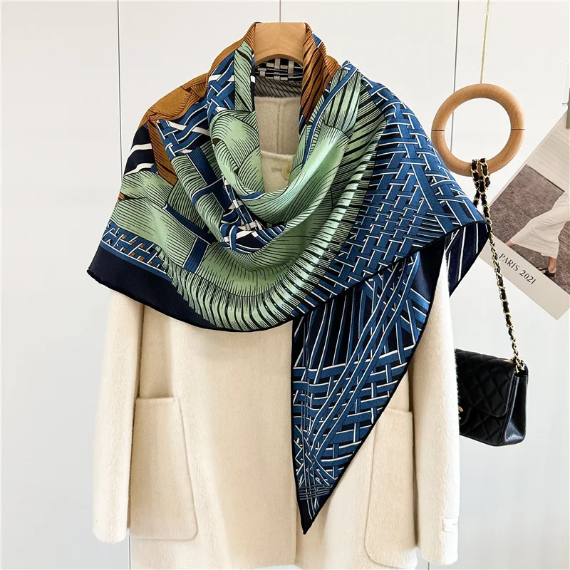 Luxury Wool Scarves Wraps Triangle Wool Shawl Cape Coat Poncho Double Sided Printing