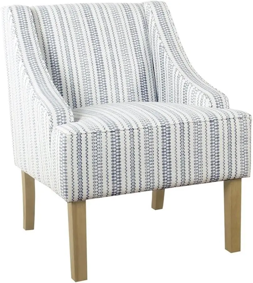 

HomePop Velvet Swoop Arm Accent Chair, Blue and White farmhouse stripe
