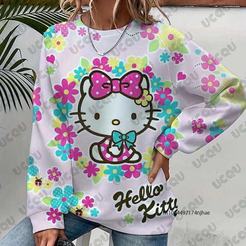MINISO otoño dibujos animados Anime Hello Kitty estampado parejas Sudadera con capucha para Mujeres Hombres sudadera de manga larga Casual moda Harajuku Tops