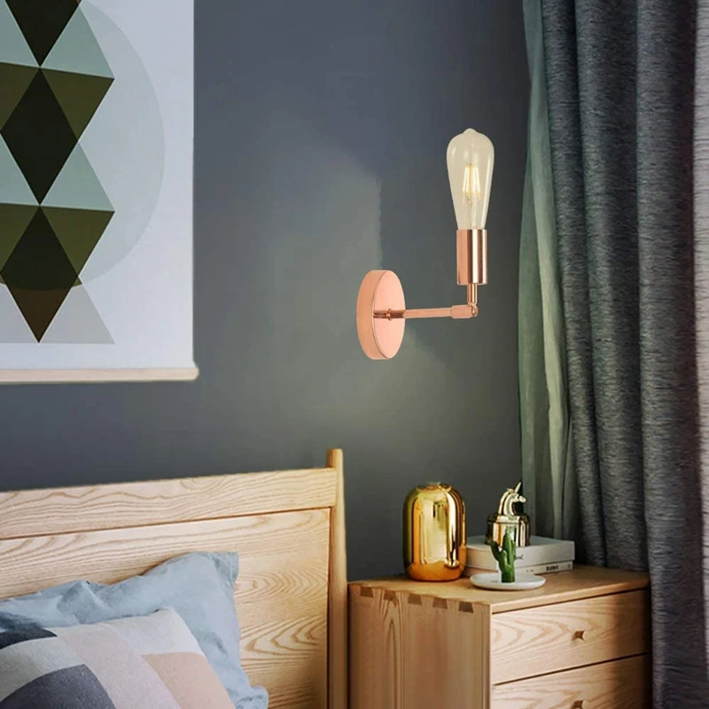 Ensemble d'appliques murales HOWall, poteau de lampe industrielle vintage, lumières à piles, intérieur, or rose, 2 pièces