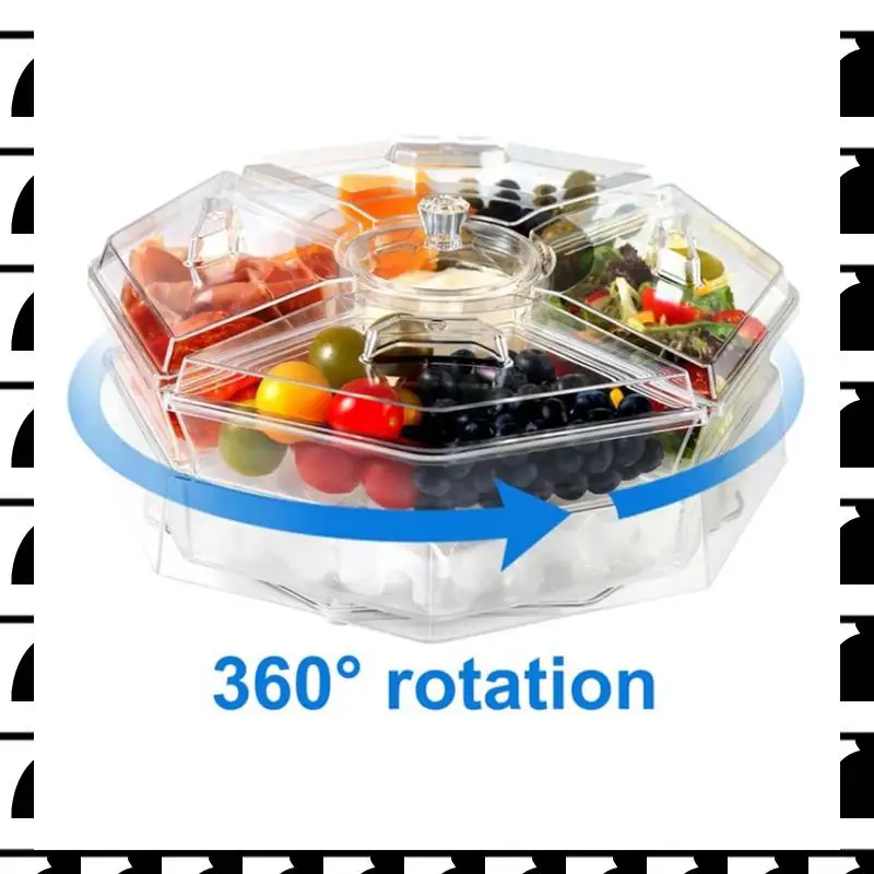 

A44U Rotating Chilled Serving Tray Ice Serving Bowl With Lid For Fruit, Vegetable, Appetizer, Shrimp