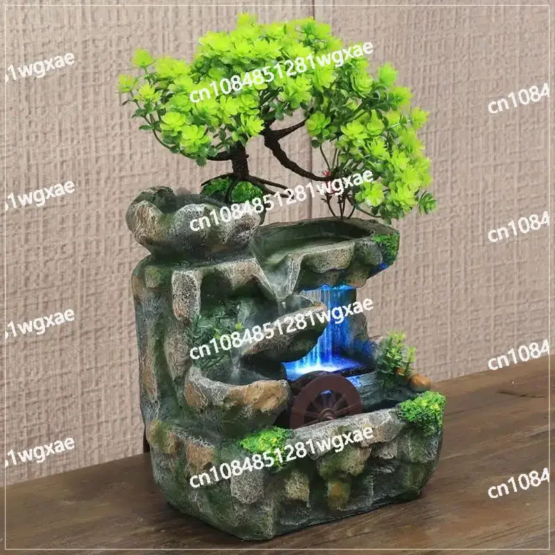 Resin Crafts Feng Shui Fountain Home Office Decor Rocker Water Fountain Rockery Landscape Ornament Zen Meditation Waterfall Gift