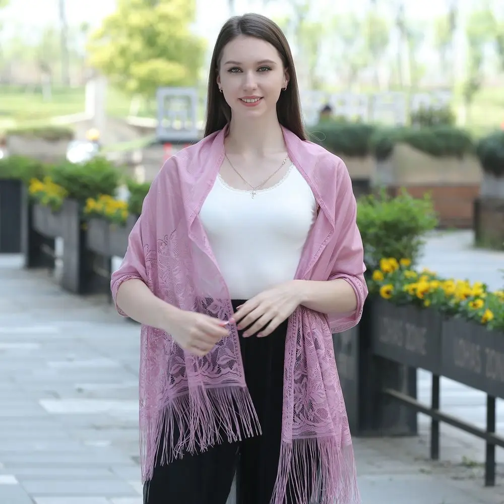 Elegant Casual Wraps Hair Scarves Cheongsam Shawl Tassels Dress Shawl For Female Bride Shawl Lace Scarf Women Scarf Beach Yarn