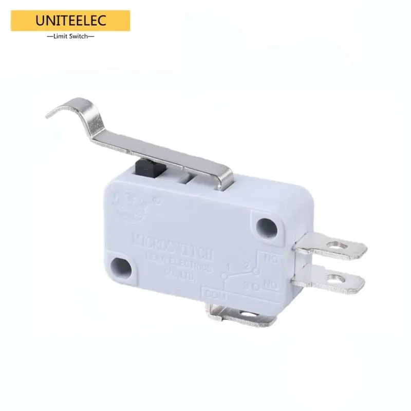 Uniteelec-Lema 10Pcs/Lot KW7-5 spdt micro switch basic switch microswitch push button microwave oven Grey Micro Limit Switch