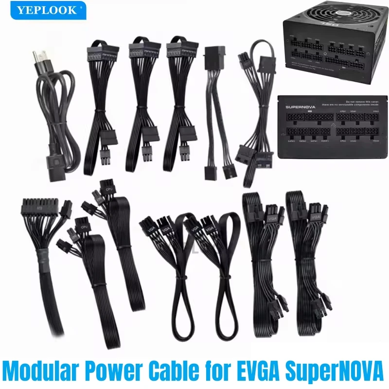 

Modular Power Cable for EVGA SuperNOVA G1 G2 G3 G+ B1 B2 B5 650W 750W 850W, GPU PCIe 8Pin, CPU 4+4Pin, SATA Molex IDE, ATX 24Pin