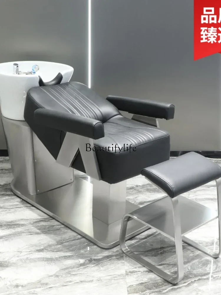 Sampo kursi Salon rambut sederhana wastafel keramik setengah tempat tidur buang untuk Salon rambut