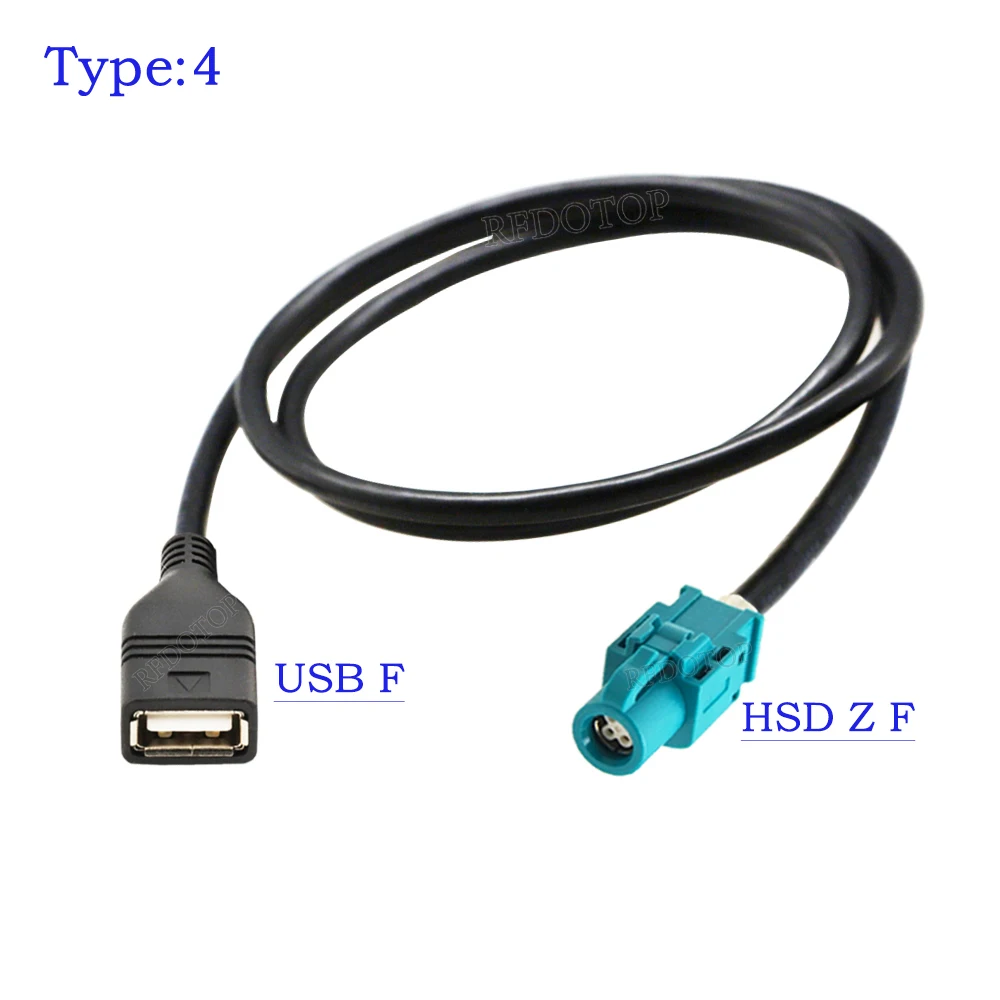 USB Mannelijke/Vrouwelijke naar 4Pin HSD Code Z Vrouwelijke Rechte Connector LVDS Kabel Auto Head Unit Controle Scherm RCC NAC Kabel HSD naar USB
