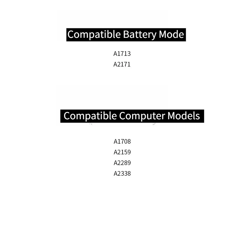 New Laptop Battery A1713 11.4V 4781mAh For Apple MacBook Pro 13