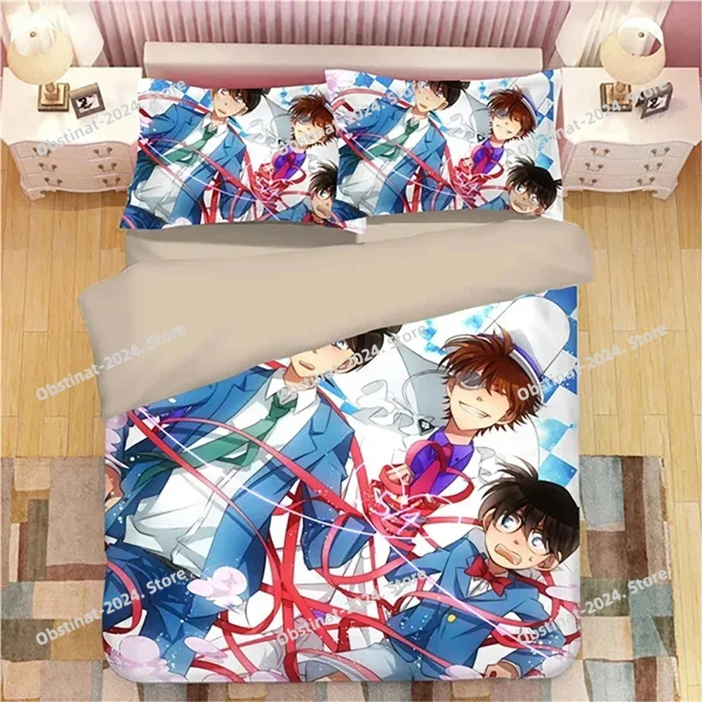 

Detective Conan Bedding Anime New Cartoon bedclothes Character Sets Twin Queen King Size Duvet Cover Pillowcase Queen King Size