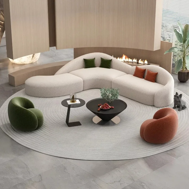 The velvet modern luxury office sofa hotel lobby is designed with a high-density sponge semicircular arc, suitable for the recep
