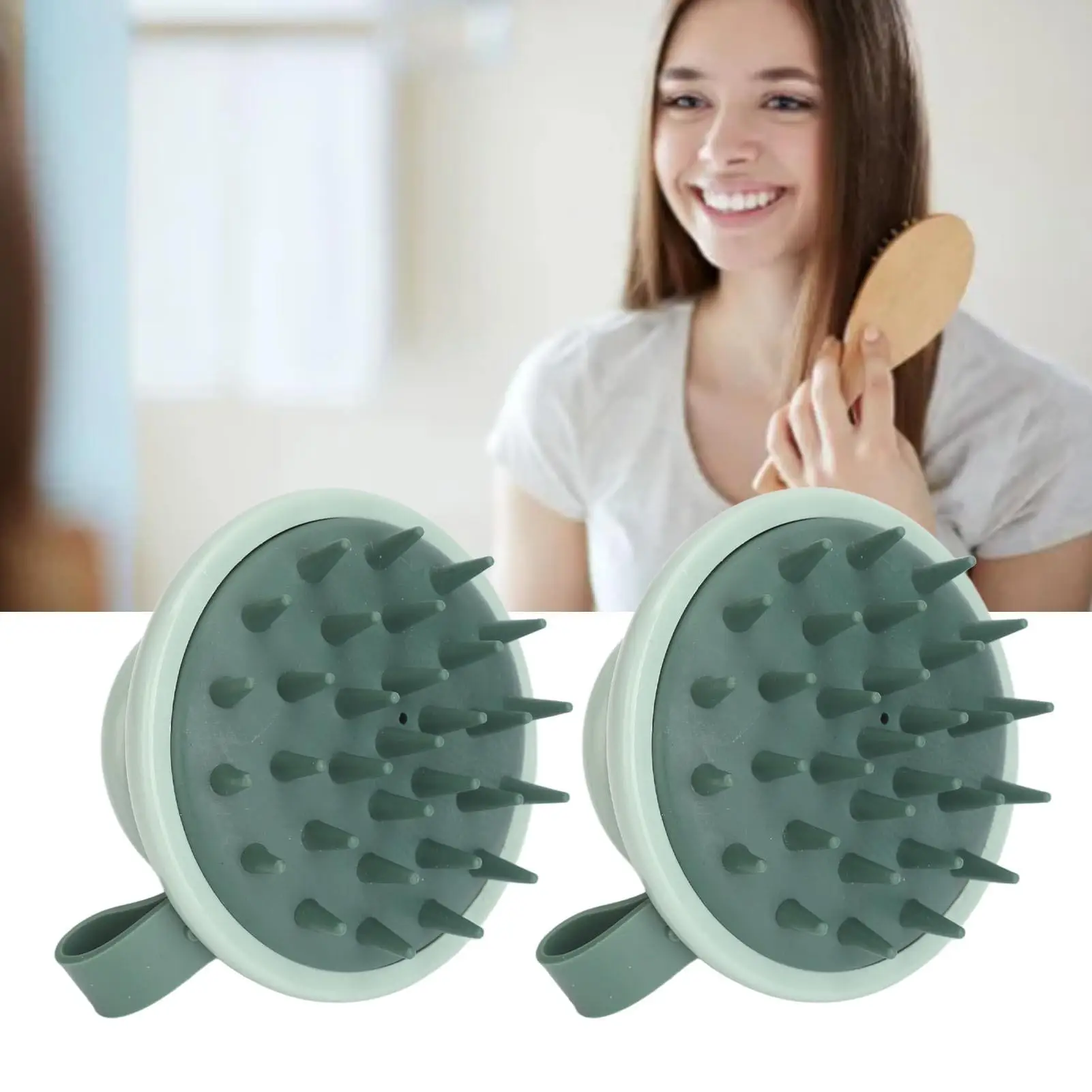 Silicone Scalp Massager Shampoo Brush for all Hair Types - Non-Slip Handle, Ideal for bathing and for showering