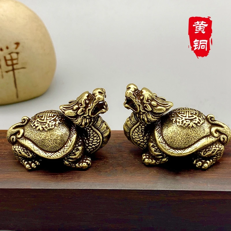 

Anti-villain Office Ornaments Figurine Pure Copper Dragon Turtle for Safe and Fortune Turtle Miniatures Bedroom Furnishing Craft