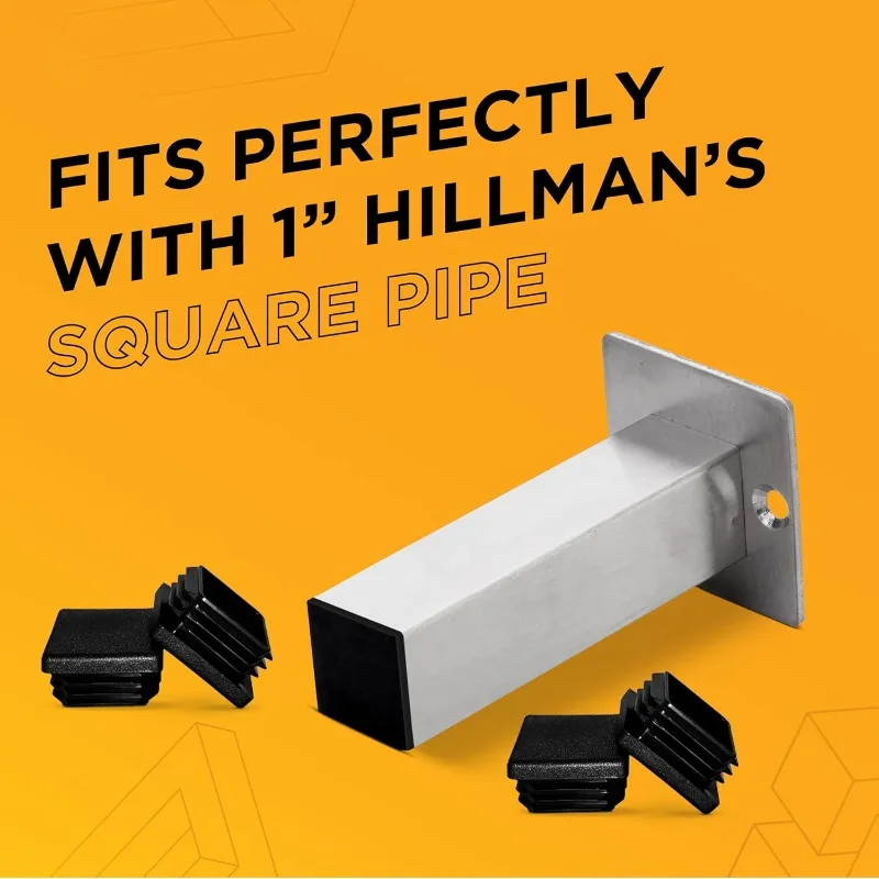 Square Black Metal Tubing End Caps Ribbed Plastic Hole Plugs,Strong Furniture Leg Inserts, Impact & Weather Resistant