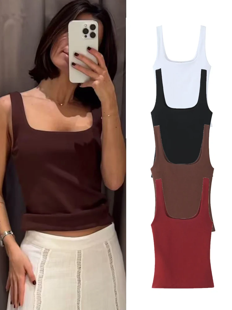 TFMLN المرأة ساحة الرقبة حبال الأعلى أكمام الصيف الصلبة واسعة حزام عارضة الأساسية تي شيرت قبالة الكتف مثير عارية الذراعين تانك الأعلى