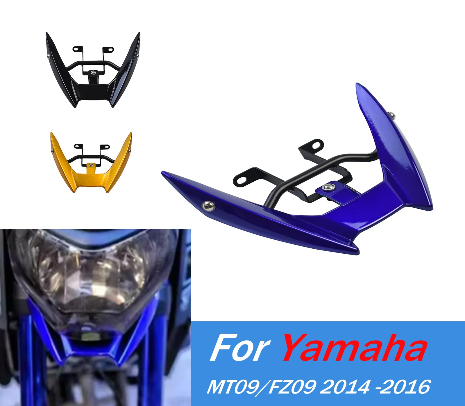 

For Yamaha MT09 FZ09 Headlight Fairing Cover 2014-2016 FZ 09 MT 09Headlight Headlamp Fairing Beak Nose Cone Extension Part ﻿