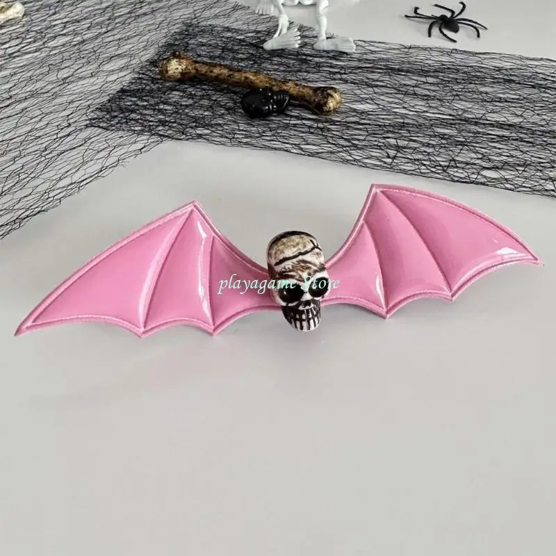 

Y88A 1PC PU Leather Bat Hair Ornament Fashion Barrettes Gothic Party Essential Halloween Stage Performances Props