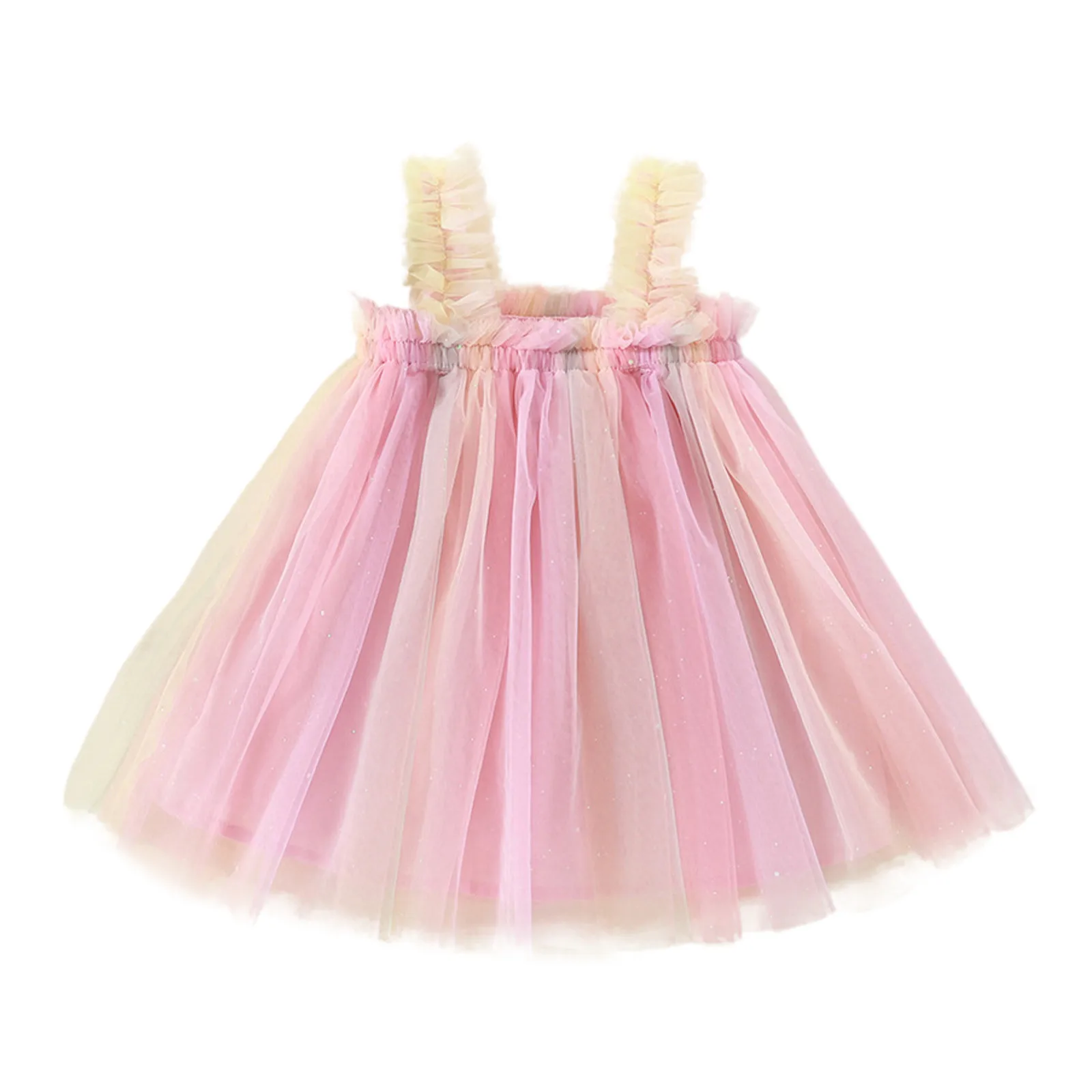 0-5Y Baby Girls Summer Dress 2024 New Kids Sleeveless Tulle Tutu Dress Beach Sundress Holiday Party Princess Girls Clothes