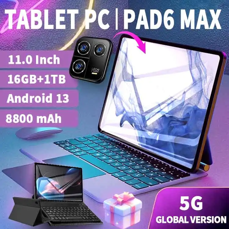 

2025 Tablet pad 6 max Android 13.0 Brand New 11.0 inch 16GB RAM 1024GB ROM Tablets 48MP 8800mAh 10Core WIFI Bluetooth Network 5G